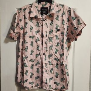 💜 NICKELODEON Pink Rugrats "Reptar" Short Sleeve Button Down (Size XL)